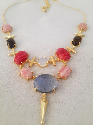 Semiprecious Stones Goldplated Necklace