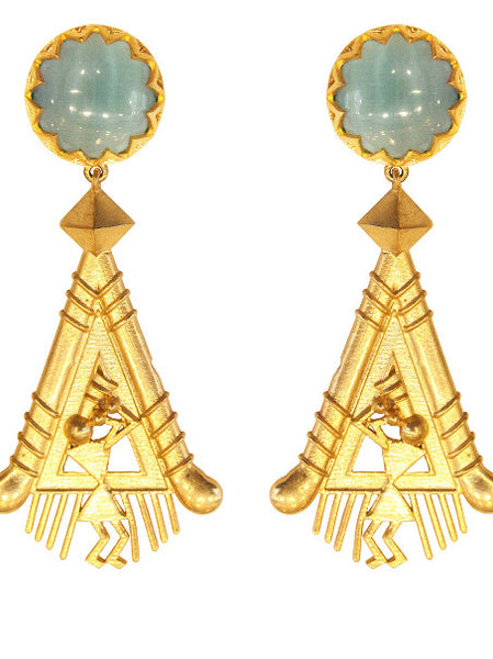 Golden Triangle Warli Design Earrings