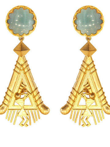 Golden Triangle Warli Design Earrings